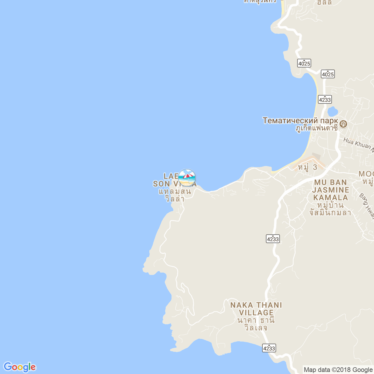Пляж Хуа на карте Пхукета