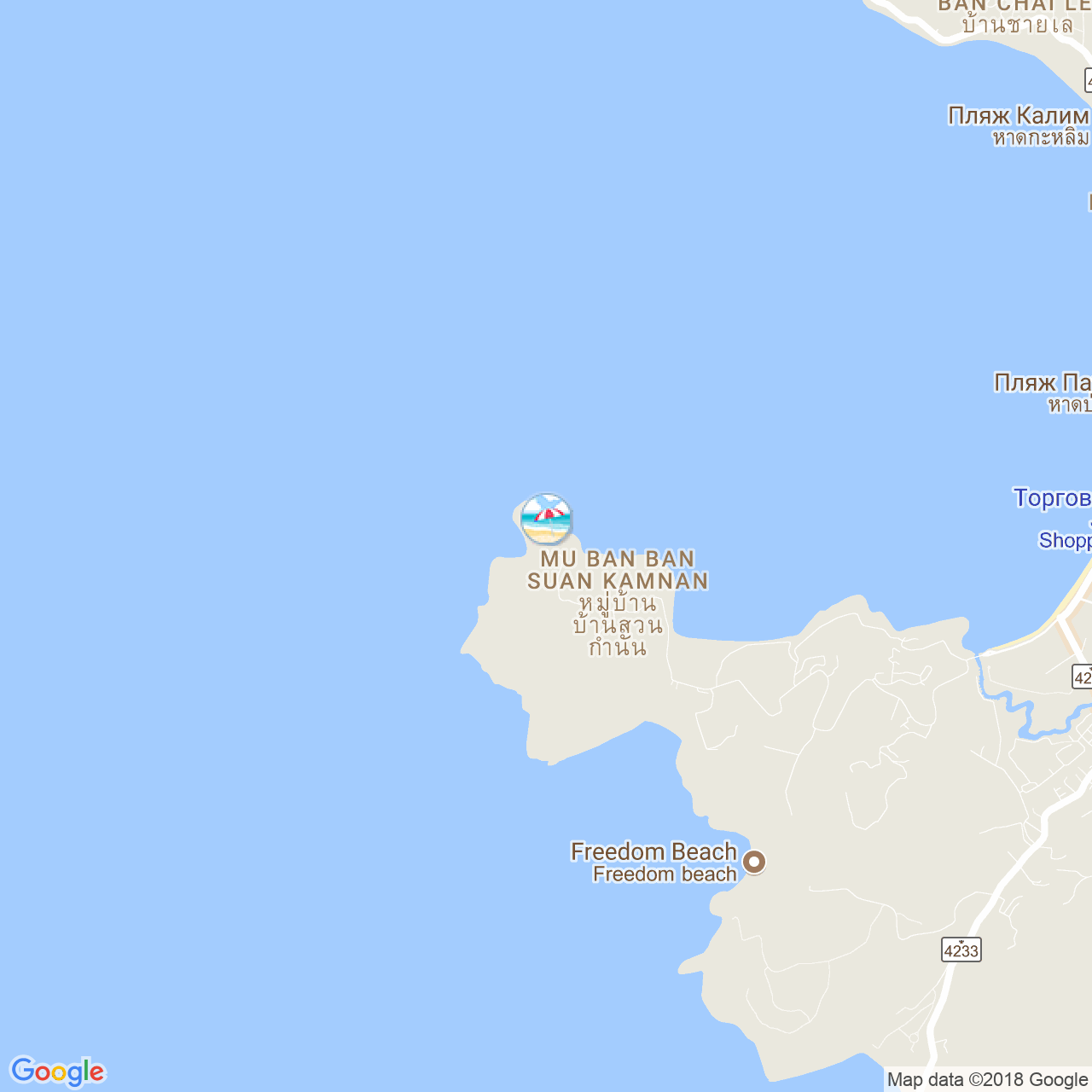 Пляж Парадайз на карте Пхукета